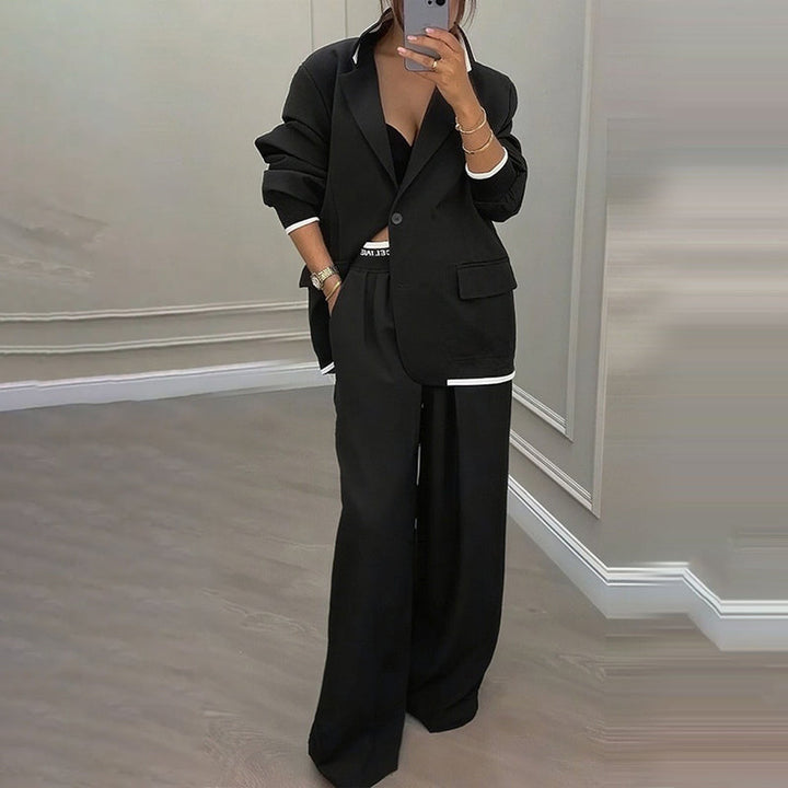 Reniva - Wide-Leg Trousers Blazer Set
