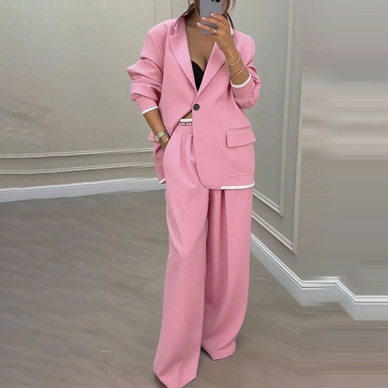 Reniva - Wide-Leg Trousers Blazer Set