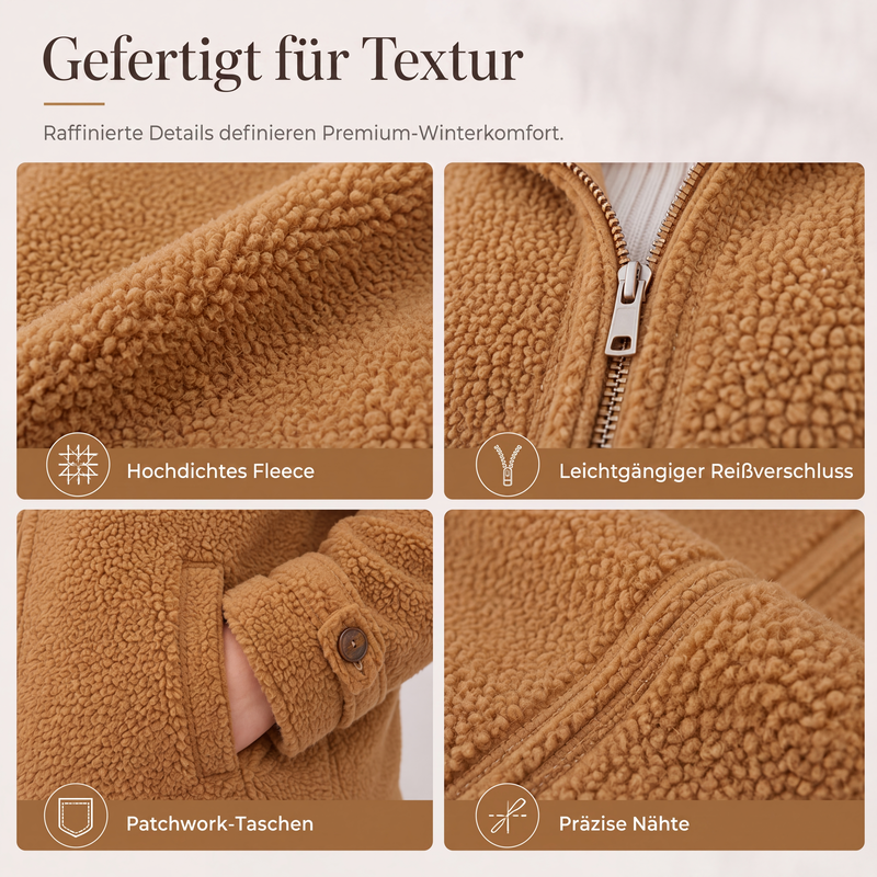 Rylena - Stand Collar Sherpa Fleece Jacket