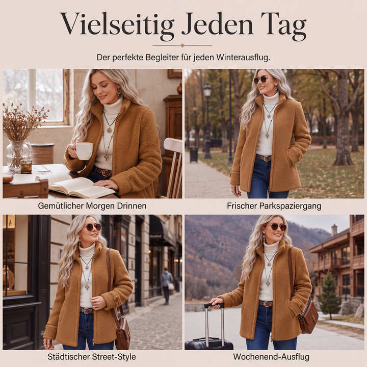 Rylena - Stand Collar Sherpa Fleece Jacket