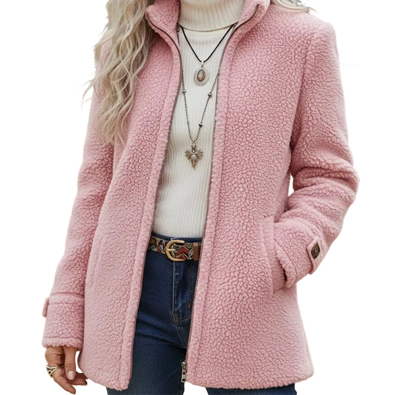 Rylena - Stand Collar Sherpa Fleece Jacket