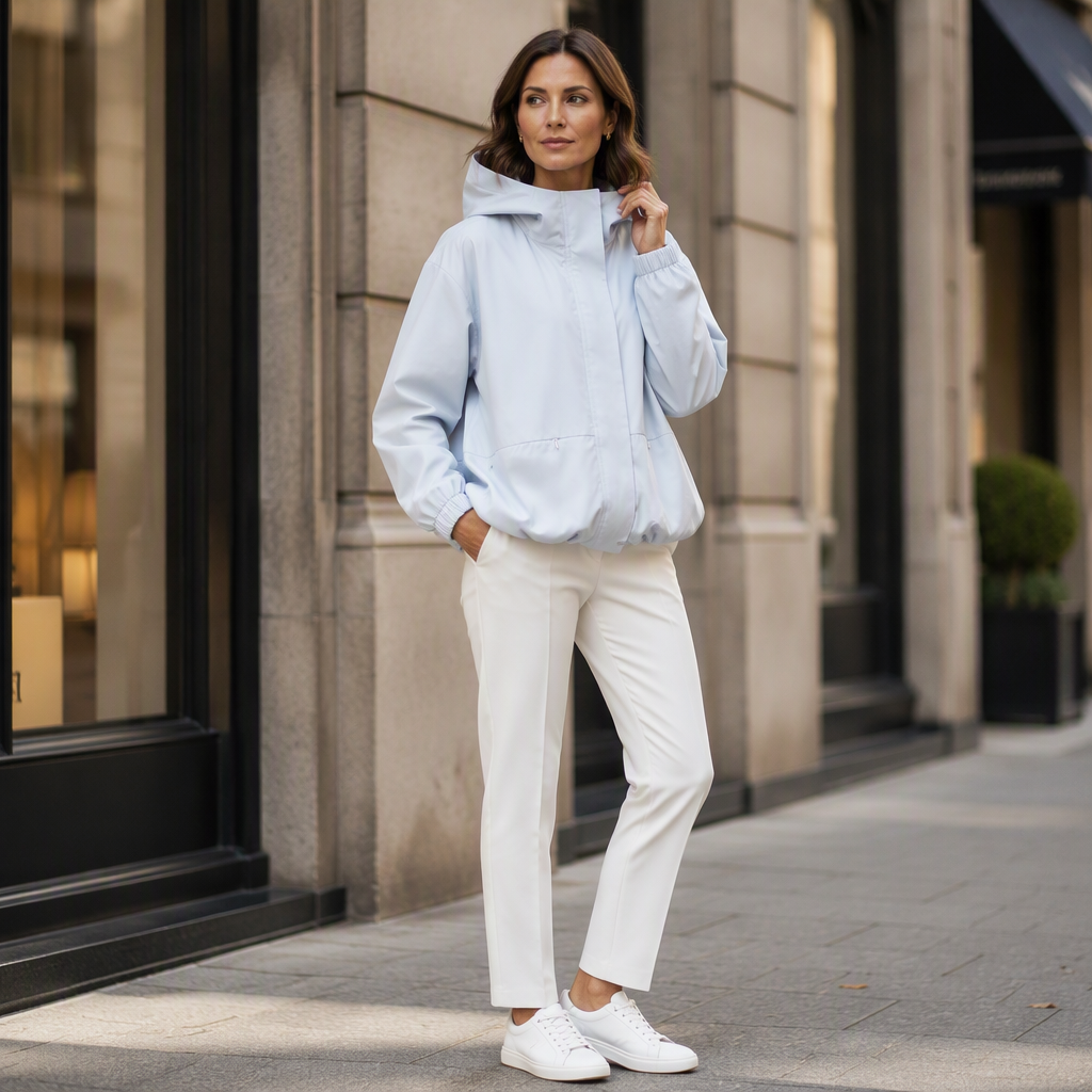 Linara - Puffed Hem Water-Resistant Windbreaker