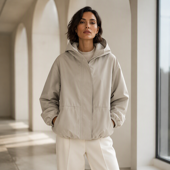 Linara - Puffed Hem Water-Resistant Windbreaker