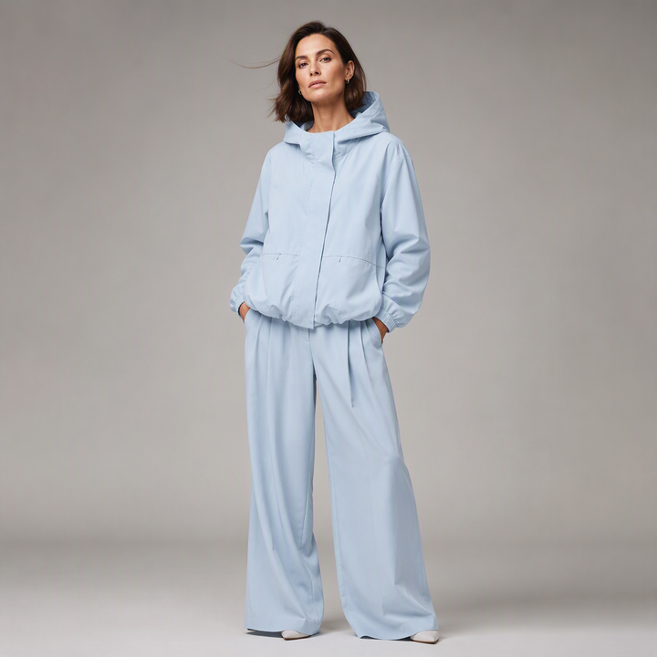 Linara - Puffed Hem Water-Resistant Windbreaker