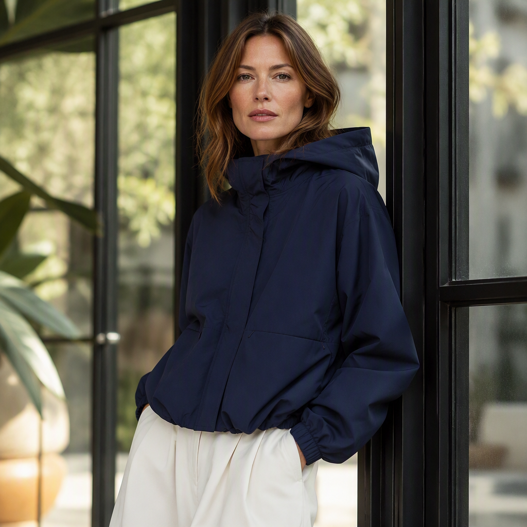 Linara - Puffed Hem Water-Resistant Windbreaker