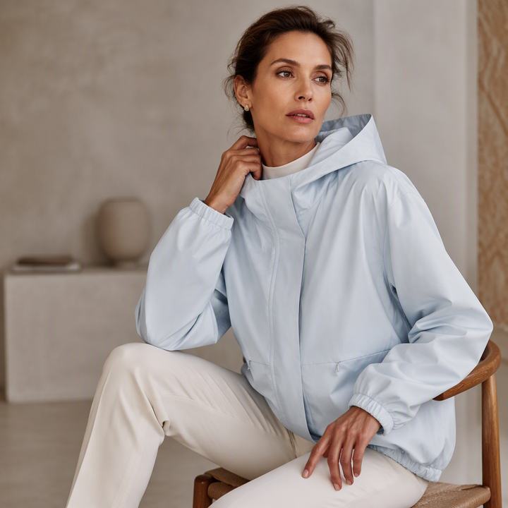 Linara - Puffed Hem Water-Resistant Windbreaker