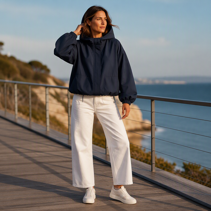 Linara - Puffed Hem Water-Resistant Windbreaker
