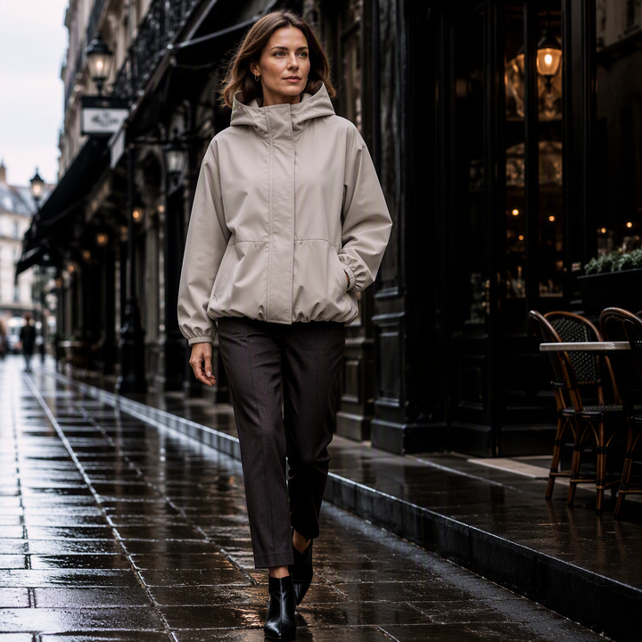 Linara - Puffed Hem Water-Resistant Windbreaker