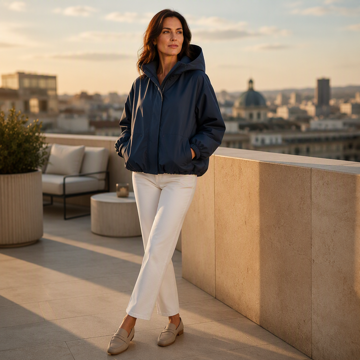 Linara - Puffed Hem Water-Resistant Windbreaker