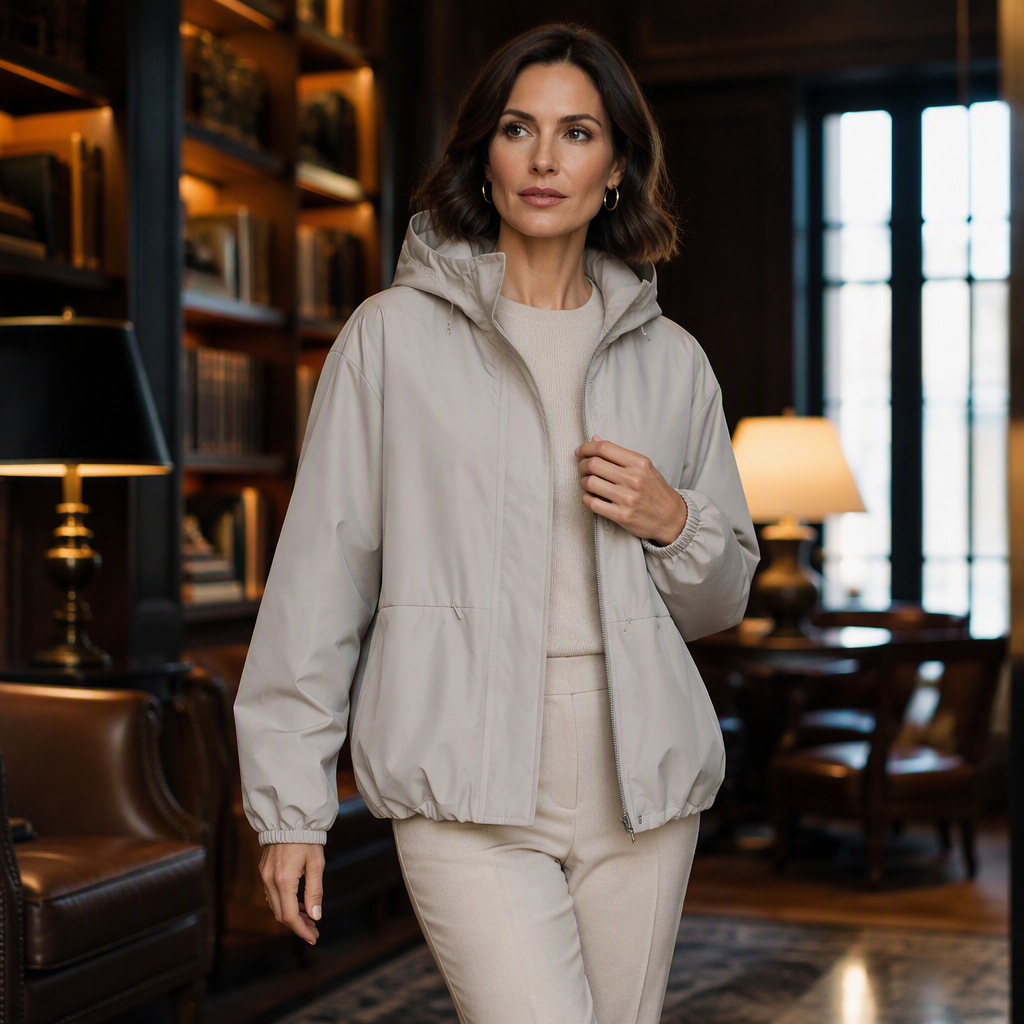 Linara - Puffed Hem Water-Resistant Windbreaker