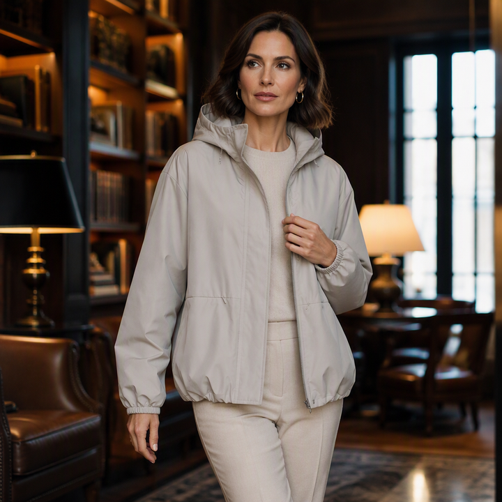 Linara - Puffed Hem Water-Resistant Windbreaker