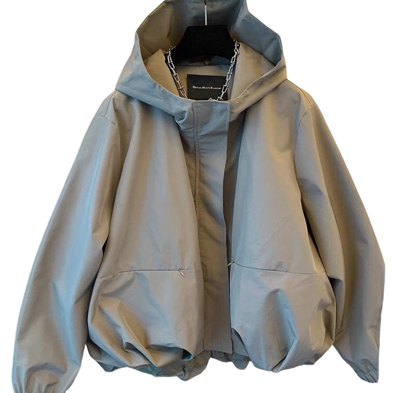 Linara - Puffed Hem Water-Resistant Windbreaker