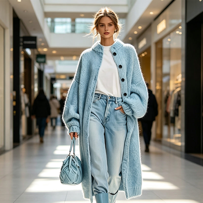 Lanira - Button-Front Heavy-Gauge Knit Sweater Coat