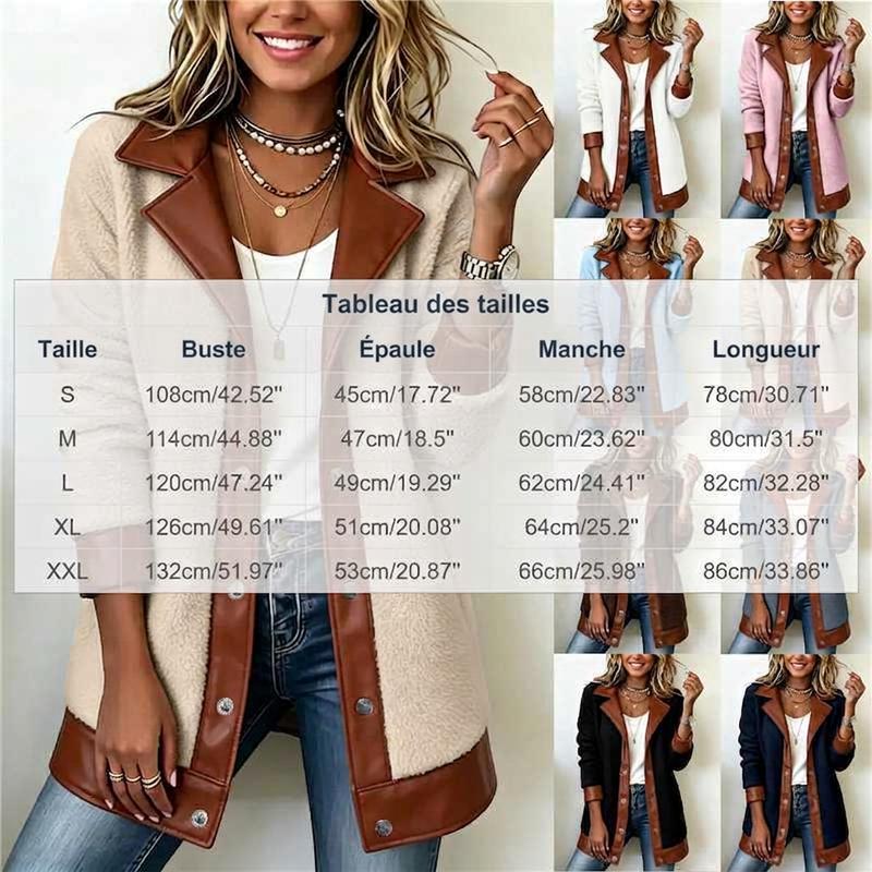 Veluna - Contrast Trim Plush Jacket