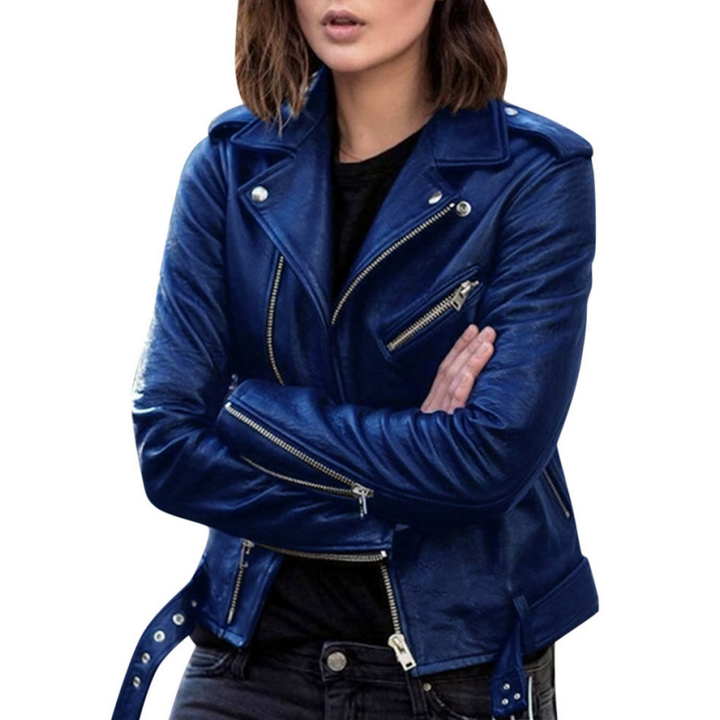 Avenya - Asymmetrical Zip Coated Motorcycle Jacket