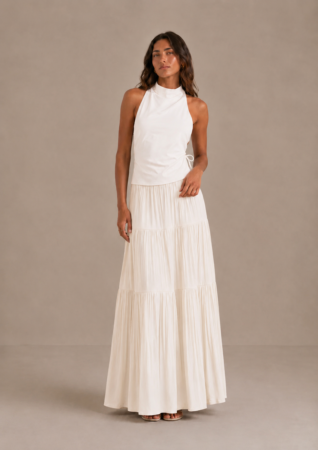 Noreli - Layered Woven Maxi Skirt