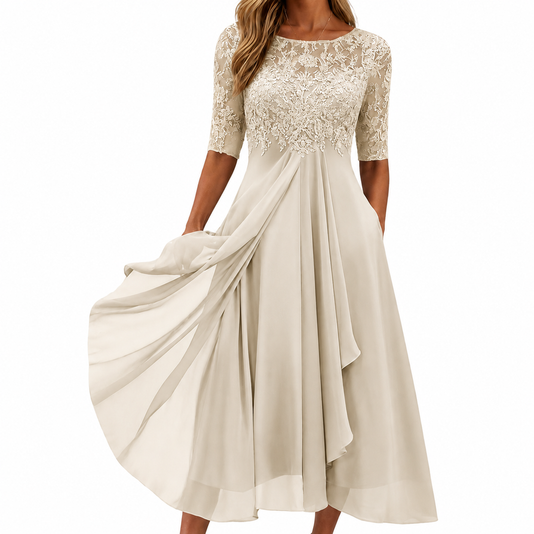 Soreli - Lace Bodice Chiffon Dress